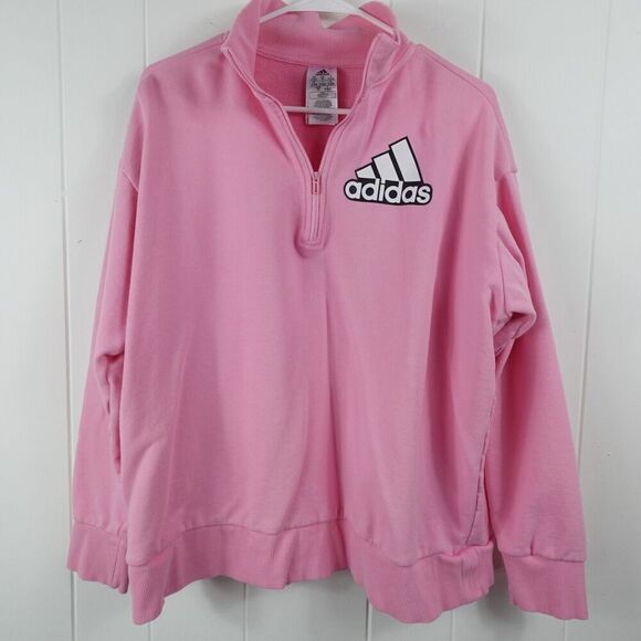 Adidas Womens Pink Pull Over Mock Neck Sweatshirt Quarter Zip Size 1X - Picture 5 of 11